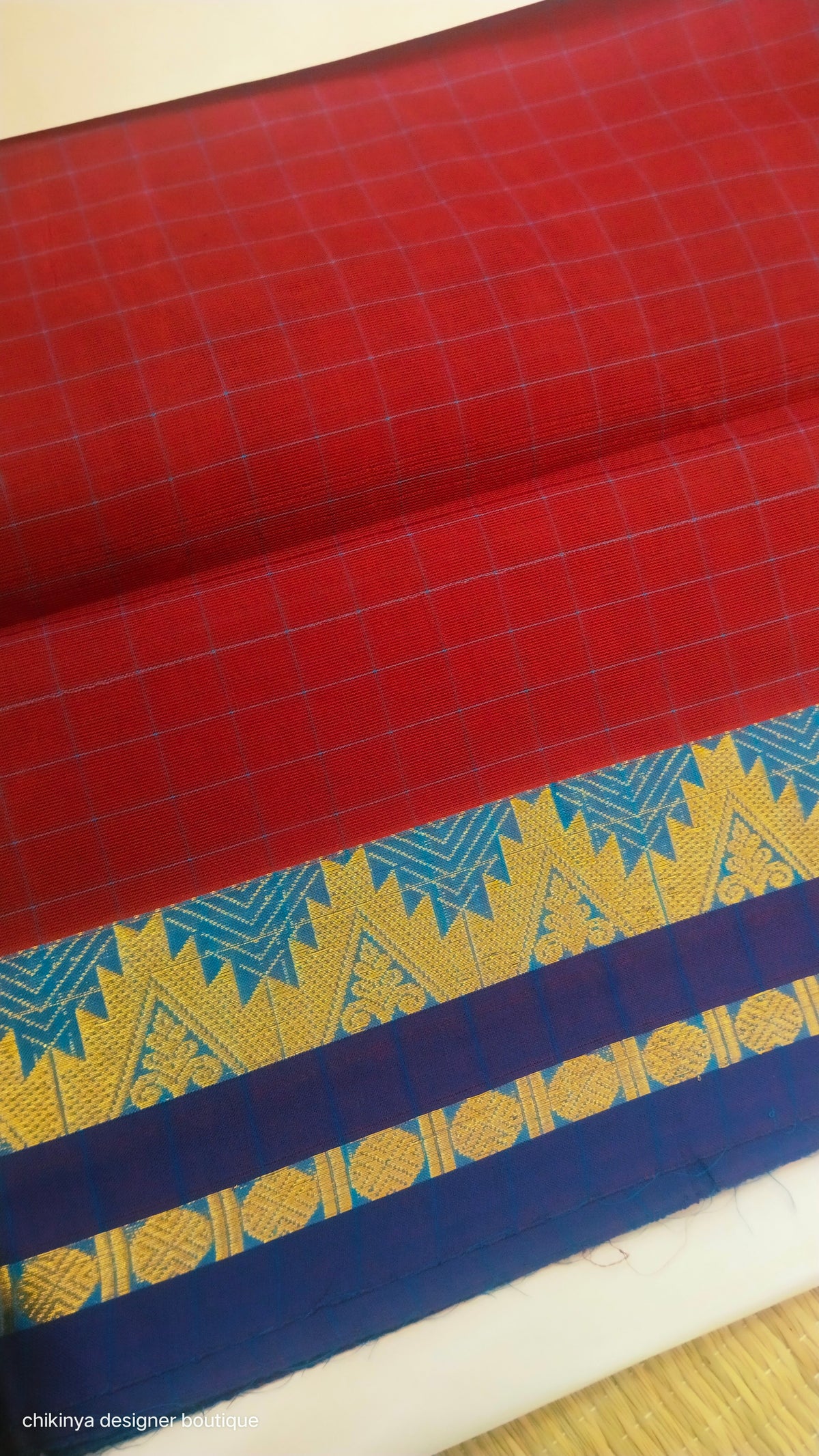 checked cotton saree