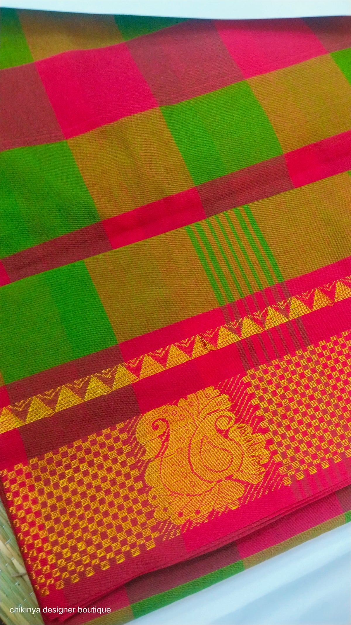 checked cotton saree