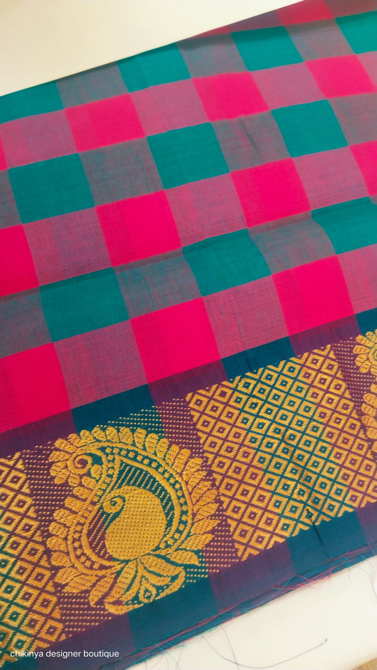 checked cotton saree