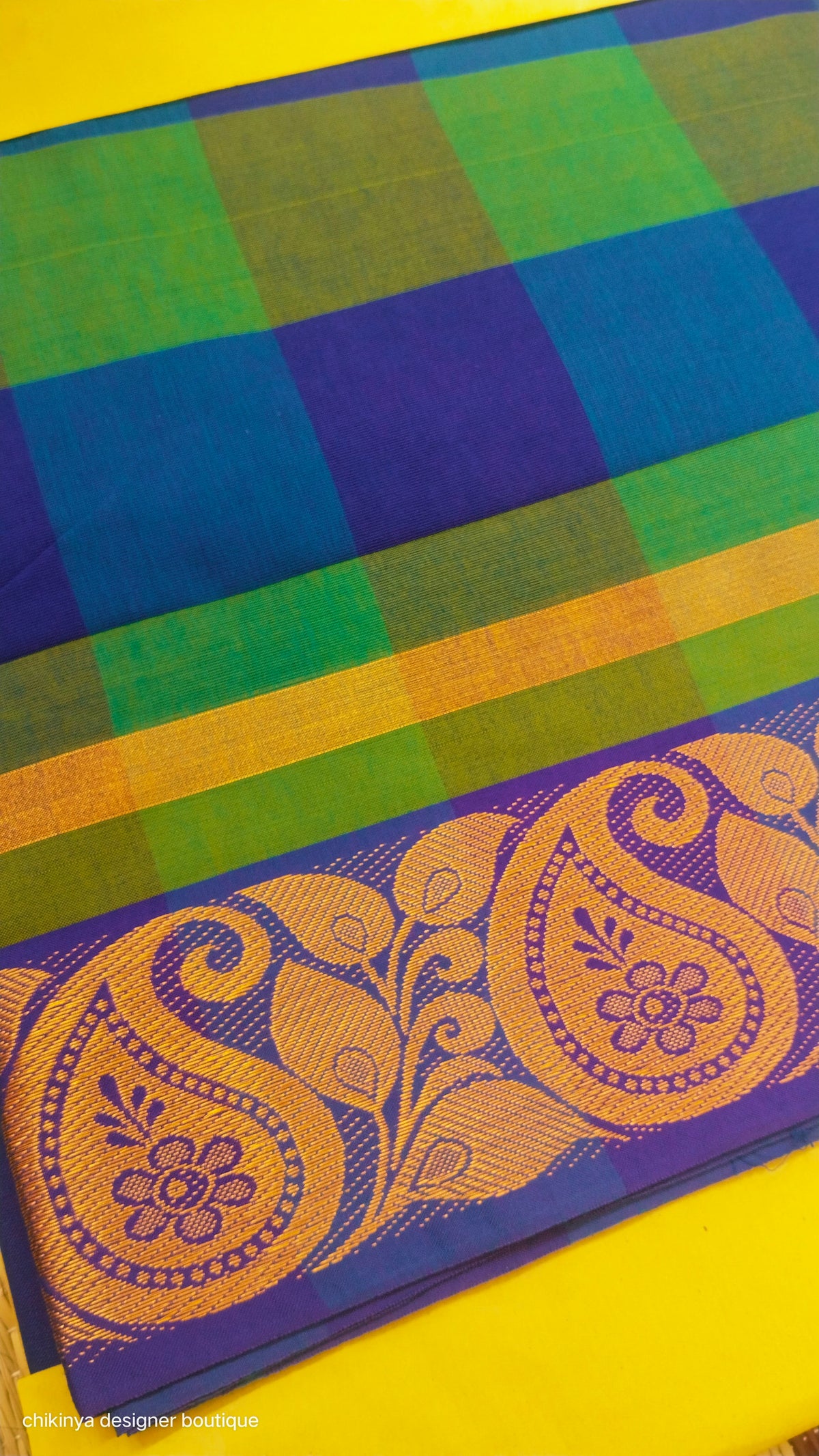 checked cotton saree