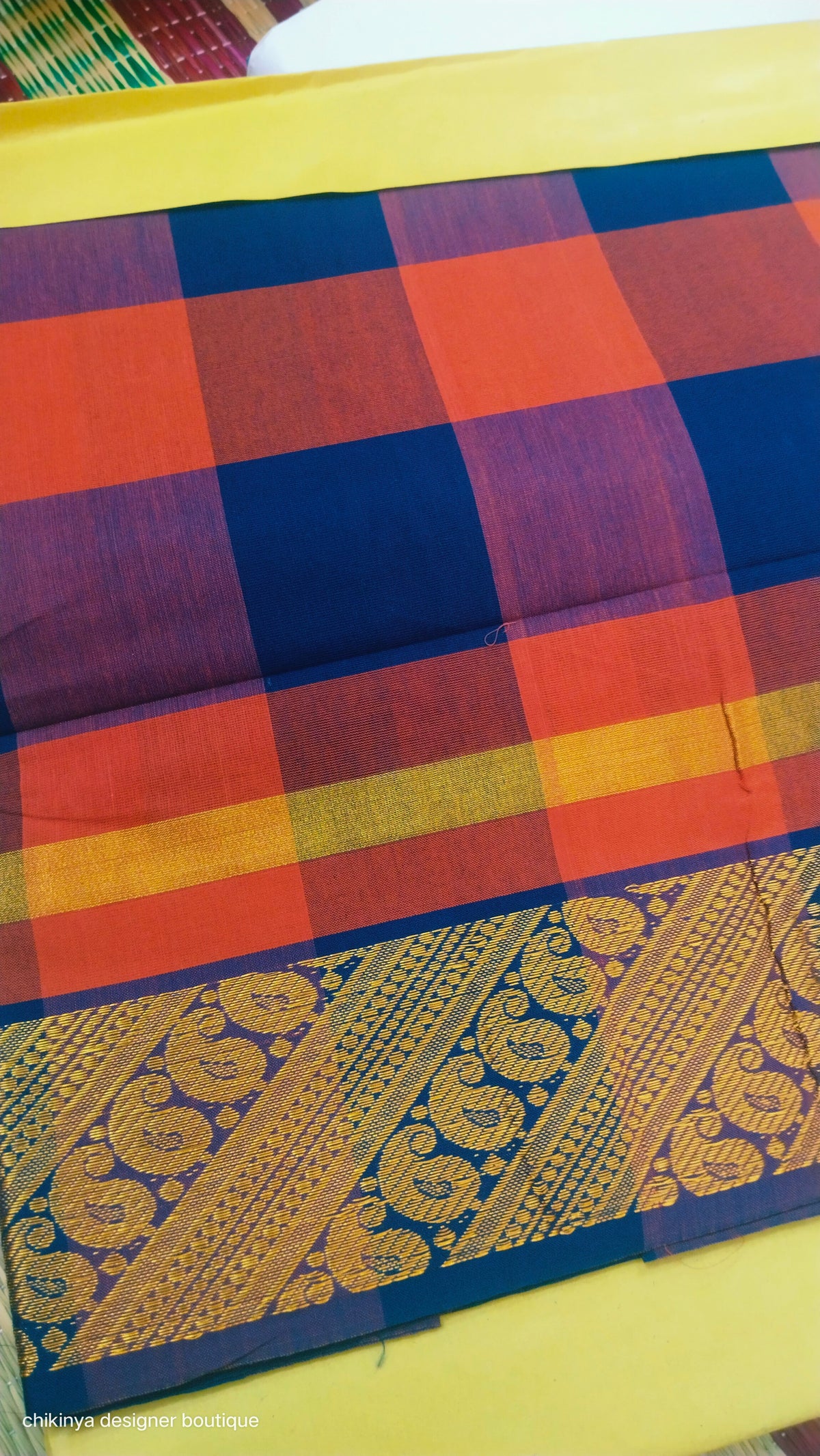 checked cotton saree