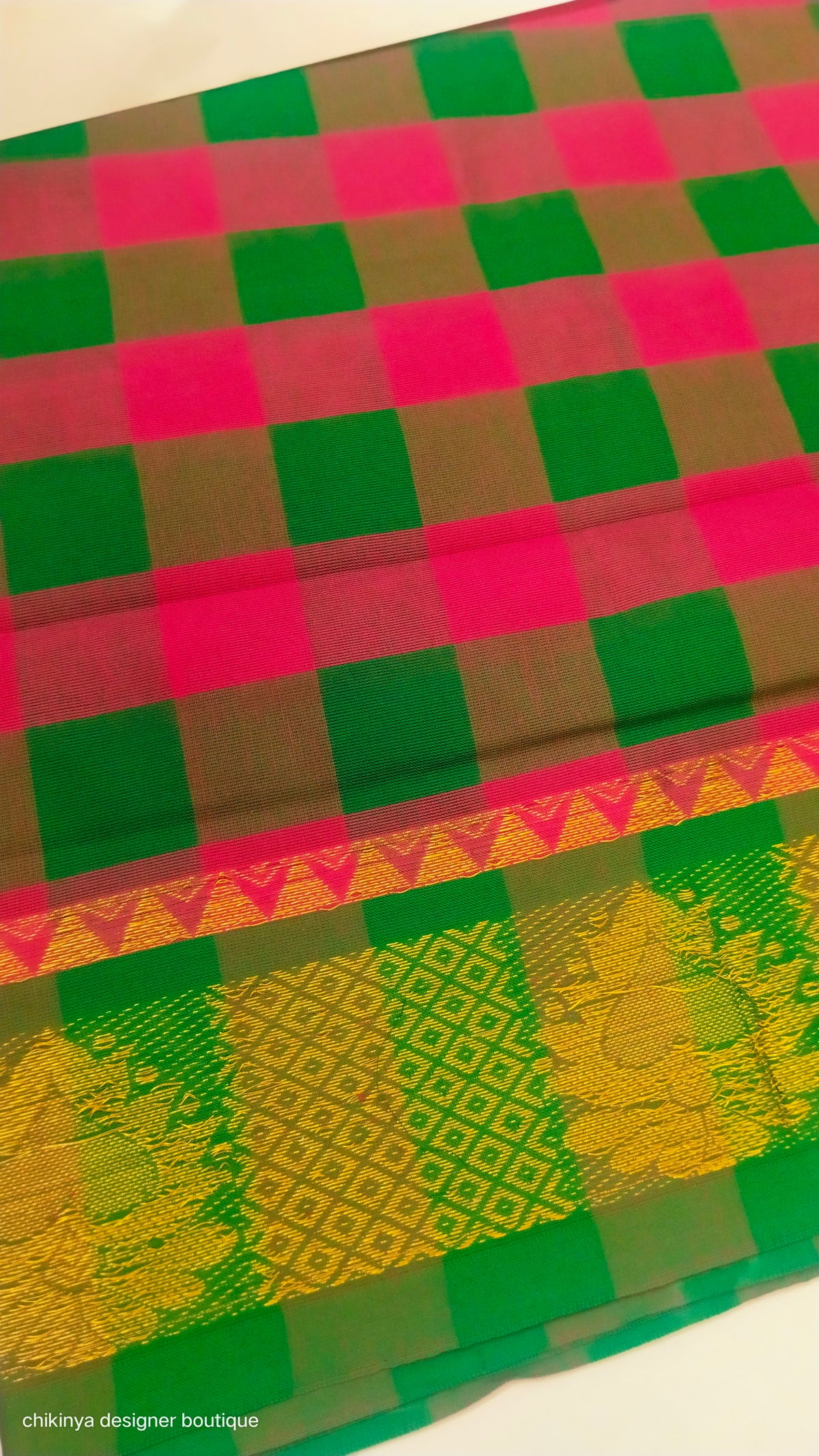 checked cotton saree