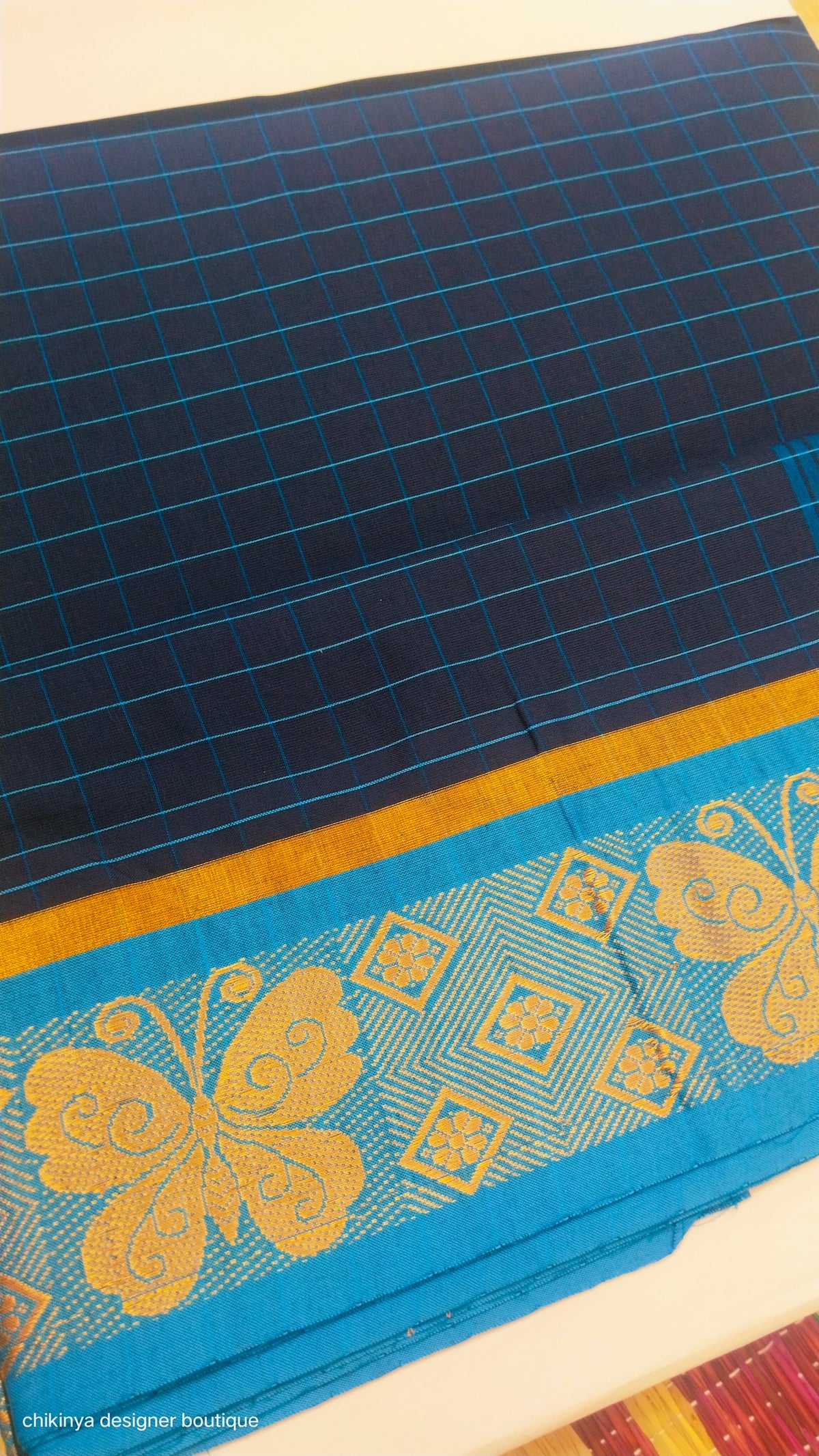 checked cotton saree
