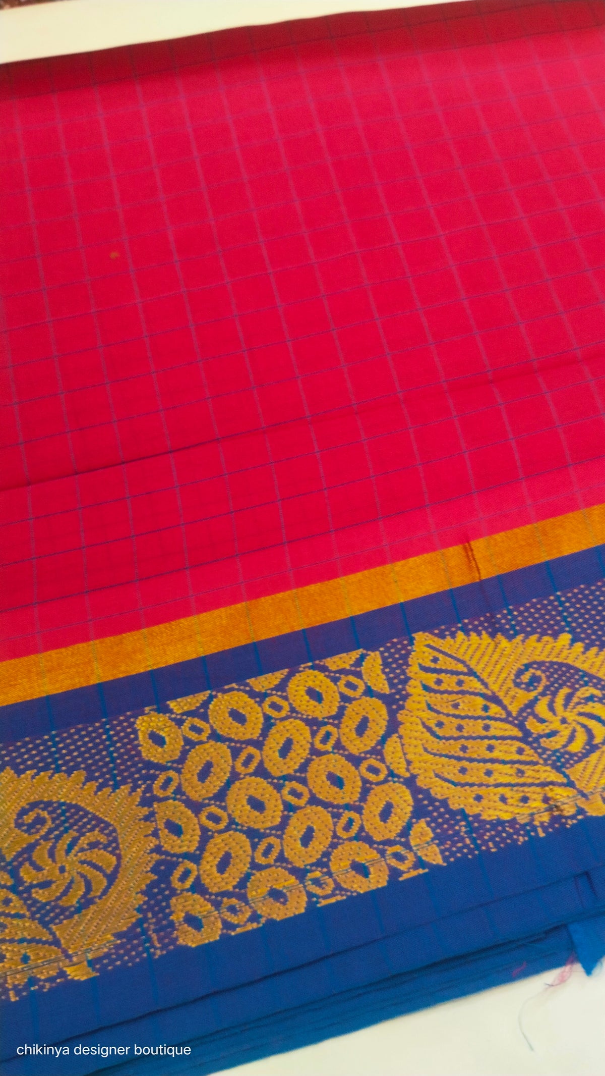 checked cotton saree