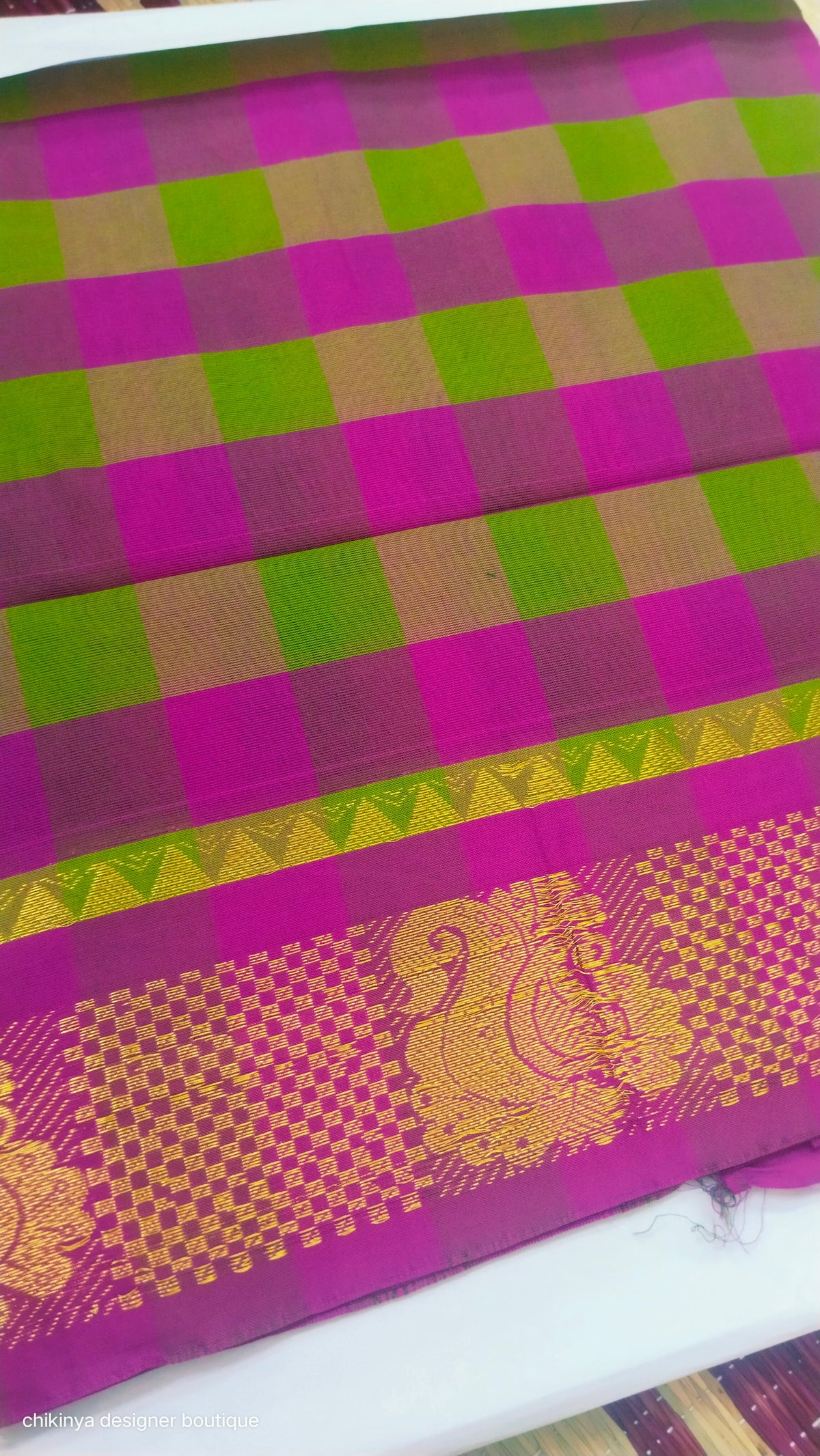 checked cotton saree